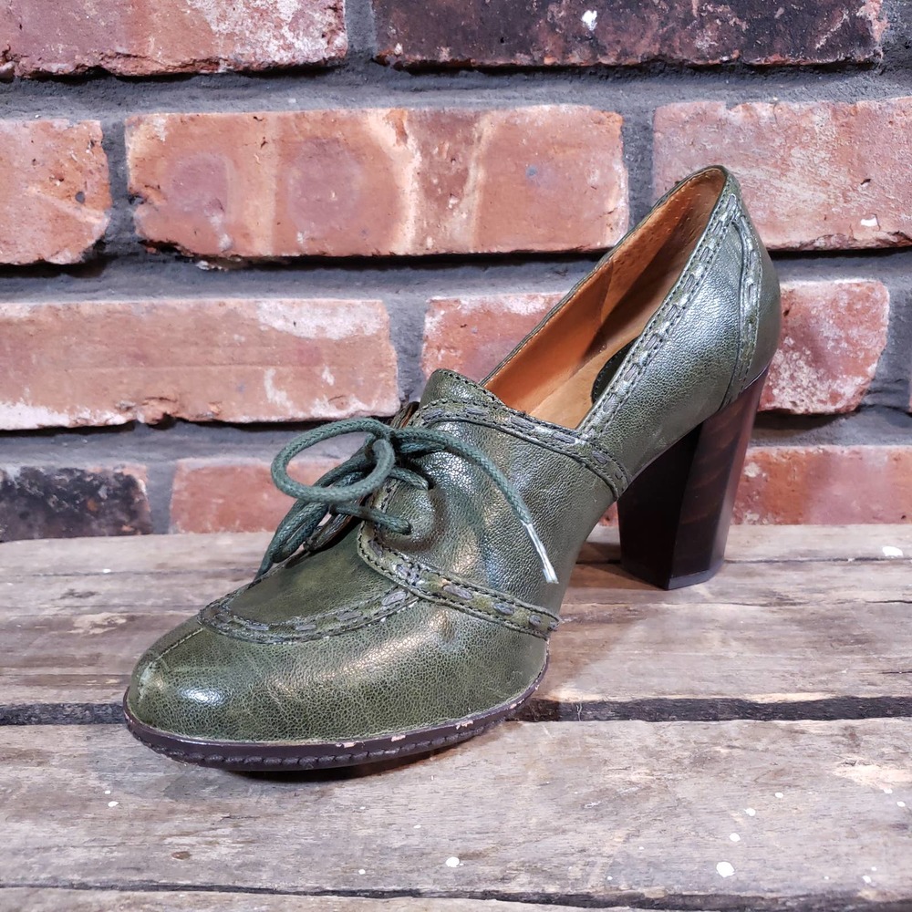 Frye Adrienne Stitched Heeled Oxford Olive Green